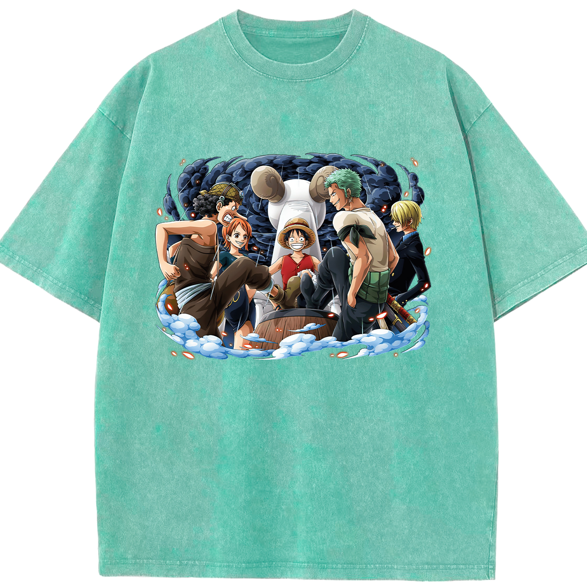 ワンピース モンキー・D・ルフィ ONE PIECE Monkey D. Luffy 綿100% ヴィンテージ風 半袖Tシャツ（フロントプリント）